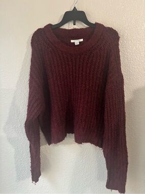 American Eagle Outfitters Chunky Crewneck Sweater - Burgundy
